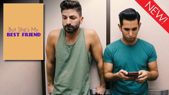 This is the collection art for the gay series 'But She's My Best Friend' available now on Dekkoo!