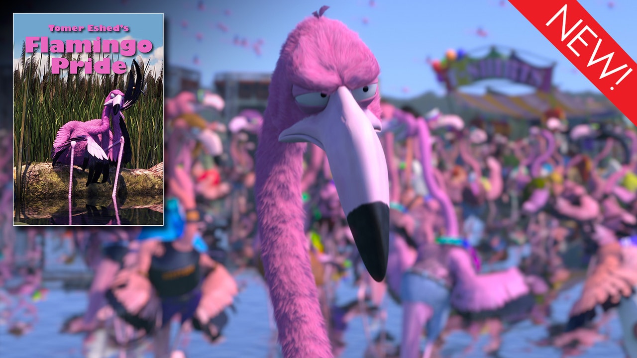 This is the art for the gay, animated short film, 'Flamingo Pride'
