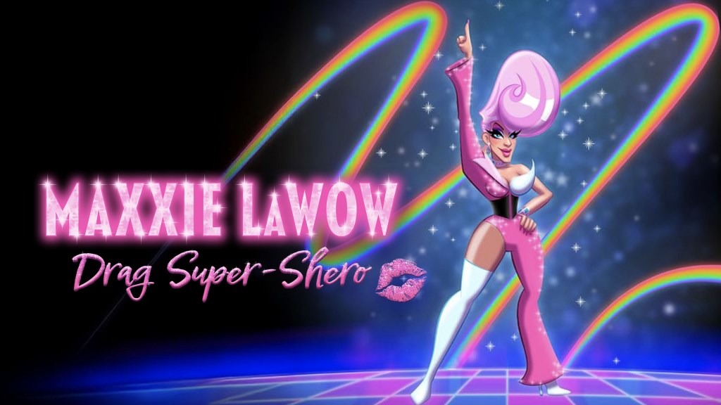 Official artwork for Maxxie LaWow: Drag Super-shero, an animated LGBTQ+ musical fantasy now streaming on Dekkoo