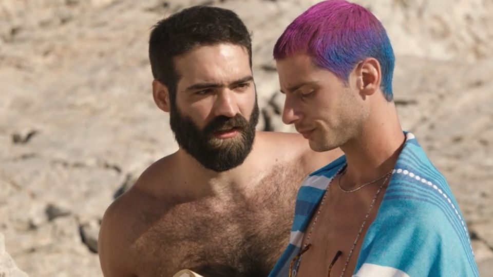 Demosthenes and Nikitas relaxing on a queer beach near Athens in The Summer With Carmen