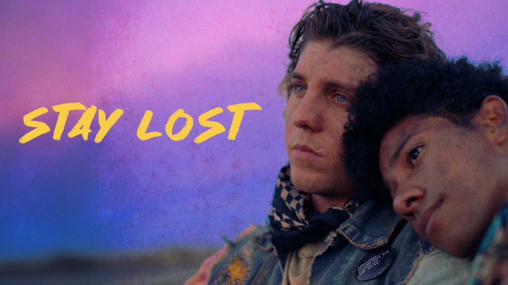 Stay Lost gay short film poster featuring two men embracing