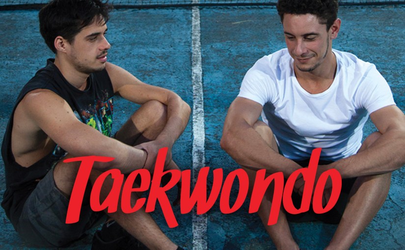 Gabriel Epstein and Lucas Papa in the gay romance Taekwondo, now streaming on Dekkoo