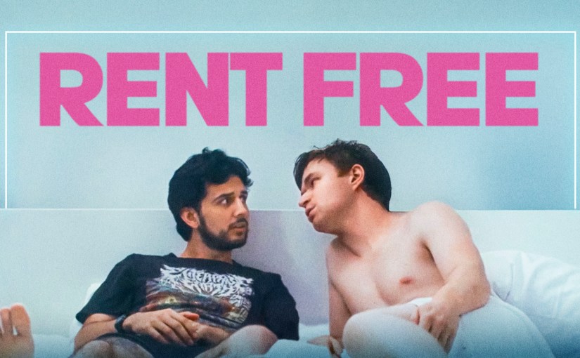 Rent Free queer comedy starring David Treviño and Jacob Roberts, streaming on Dekkoo