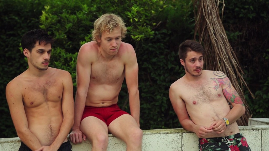 Three friends relaxing poolside in Taekwondo, the gay film from Marco Berger and Martín Farina
