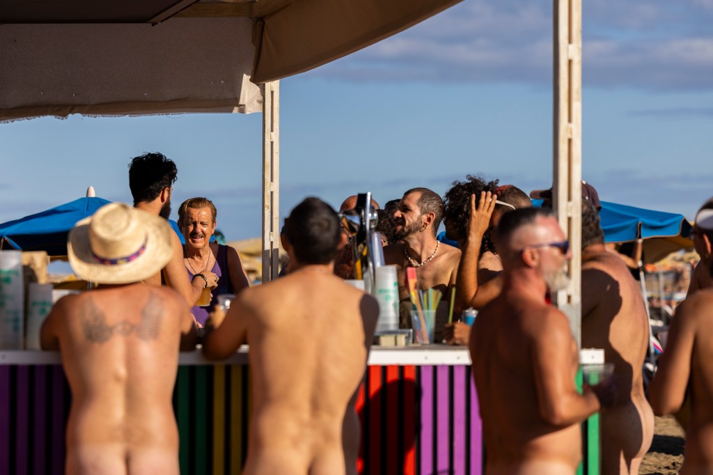 Vicente enjoying life with friends in Maspalomas, now streaming exclusively on Dekkoo